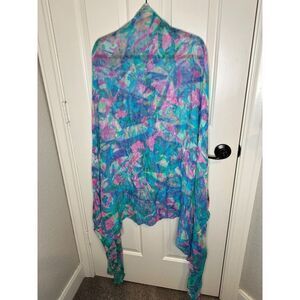 Front Row Society Blue Beat Around The Bush Viscose Modal Tie Dye Scarf Shawl